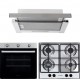 Pachet Cuptor electric Incorporabil Hausberg HB-8053IN, Clasa A, 71L, 2225W, Negru/Inox, Plita incorporabila HB-556IN, Gaz, 4 arzatoare, Gratar din fonta, Hota incorporabila telescopica HB-1285IN, Putere de absorbtie 420 m3/h, 2 motoare, 60 cm, Alb