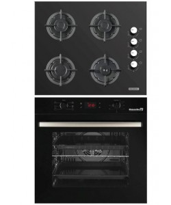 Pachet Incorporabil Hausberg Cuptor electric HB-8054NG, Clasa A, 71L, 2225W, Negru, Plita incorporabila HB-567NG, Gaz, 4 arzatoare, Sistem de siguranta GAZ, Gratar din fonta, Material Sticla, Negru