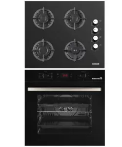 Pachet Incorporabil Hausberg Cuptor electric HB-8054NG, Clasa A, 71L, 2225W, Negru, Plita incorporabila HB-567NG, Gaz, 4 arzatoare, Sistem de siguranta GAZ, Gratar din fonta, Material Sticla, Negru
