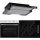 Pachet Incorporabil Cuptor electric Hausberg HB-8053IN, 71L, Negru/Inox, Plita Incorporabila HB-563NG, Gaz, Sticla, Negru, Hota incorporabila telescopica HB-1285NG, 420 m3/h, 2 motoare