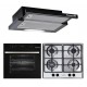 Pachet Incorporabil Cuptor electric Hausberg HB-8054, Clasa A, 71L, 2225W, Negru, Plita Incorporabila HB-555, 4 arzatoare, Gaz, Inox, Hota incorporabila telescopica HB-1285NG, Putere de absorbtie 420 m3/h, 2 motoare, 60 cm, Negru