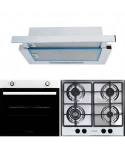 Pachet incorporabil Hausberg Cuptor HB-8051IN, Electric, Putere 2000 W, 76 l, 4 Functii, Plita incorporabila HB-556IN, Gaz, 4 arzatoare, Sistem siguranta GAZ, fonta, Hota telescopica HB-1280, absorbtie 280m3/h, 1 motor, 60 cm Inox-Alb