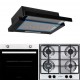 Pachet incorporabil HAUSBERG Cuptor HB-8051IN, Electric, Putere 2000 W, 76 l, 4 Functii, Plita incorporabila HB-556IN, Gaz, 4 arzatoare, Sistem siguranta GAZ, fonta, Inox, Hota telescopica HB-1285NG, absorbtie 420 m3/h, 2 motoare, 60 cm, Inox-Negru