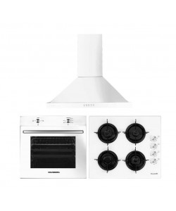 Pachet incorporabil Hausberg cuptor electric HB-8051AB, putere 2000 W, 76 l, 4 Functii, plita HB-563, Gaz, 4 arzatoare, hota decorativa HB-1260AB, putere de absorbtie 400 m3/h, 1 motor, 60 cm, Clasa A, Alb
