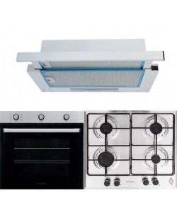Pachet incorporabil Cuptor electric Hausberg HB-8053IN, Clasa A, 71L, 2225W, Negru/Inox, Plita Incorporabila HB-555, 4 arzatoare, Gaz, Inox, Hota incorporabila telescopica HB-1280, Putere de absorbtie 280 m3/h, 1 motor, 60 cm, Alb