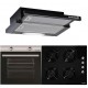 Pachet Incorporabil Hausberg Cuptor electric HB-8051IN, Clasa A, 76L, 2000W, Negru/Inox, Plita Incorporabila HB-563NG, 4 arzatoare, Gaz, Sticla, Negru, Hota incorporabila telescopica HB-1285NG, Putere de absorbtie 420 m3/h, 2 motoare