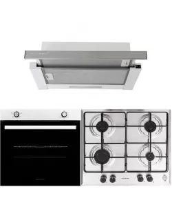 Pachet incorporabil Hausberg Cuptor electric HB-8051IN, Clasa A, 76L, 2000W, Negru/Inox Plita Incorporabila HB-555, 4 arzatoare, Gaz, Inox, Hota incorporabila telescopica HB-1285IN, Putere de absorbtie 420 m3/h, 2 motoare, 60 cm, Negru