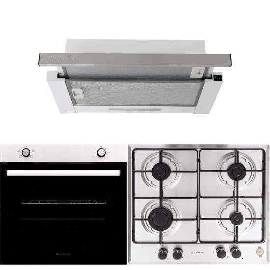 Pachet incorporabil Hausberg Cuptor electric HB-8051IN, Clasa A, 76L, 2000W, Negru/Inox Plita Incorporabila HB-555, 4 arzatoare, Gaz, Inox, Hota incorporabila telescopica HB-1285IN, Putere de absorbtie 420 m3/h, 2 motoare, 60 cm, Negru