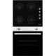 Pachet incorporabil HAUSBERG Cuptor electric HB-8051IN, 2000 W, 76 l, 4 Functii, Clasa A, Plita HB-567NG, Gaz, 4 arzatoare, Sistem de siguranta GAZ, Gratar din fonta, Material Sticla, Negru/Inox