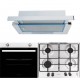 Pachet incorporabil Cuptor electric Hausberg HB-8051IN, Clasa A, 76L, 2000W, Negru/Inox Plita Incorporabila HB-555, 4 arzatoare, Gaz, Inox Hota incorporabila telescopica HB-1280, Putere de absorbtie 280 m3/h, 1 motor, 60 cm, Alb