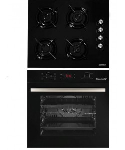 Pachet Cuptor Incorporabil Hausberg HB-8051IN, Electric, 76 l, 4 Functii, Clasa A + Plita Incorporabila Hausberg HB-555, 4 arzatoare, Gaz, Inox + Hota incorporabila decorativa Hausberg HB-1260, 400 m3/h, 1 motor, 60 cm, Inox