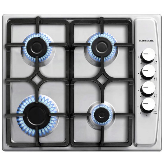 Pachet incorporabil Hausberg cuptor electric HB-8051IN, Putere 2000 W, 76 l, 4 Functii, Plita incorporabila Hausberg HB-556IN, Gaz, 4 arzatoare, Sistem siguranta GAZ, Gratar din fonta, Clasa A, Negru/Inox