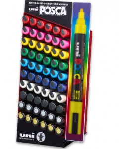 Display UNI Posca PC-5M, varf rotund, 1.8-2.5mm, 60buc (6 x 10 culori)