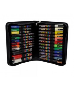 Mapa UNI Posca echipata cu 24 markere, 26x18x5.5cm