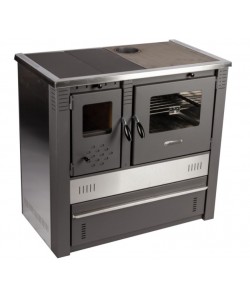 Soba pe Lemne cu Plita si Cuptor, Evacuare stanga, din Inox