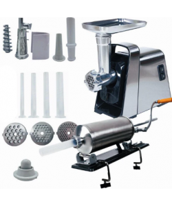SETUL GOSPODINEI- Masina de tocat carne electrica, Inox, 1400W, 100Kg/Ora + Masina umplut carnati 3kg