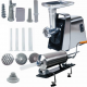 SETUL GOSPODINEI- Masina de tocat carne electrica, Inox, 1400W, 100Kg/Ora + Masina umplut carnati 3kg