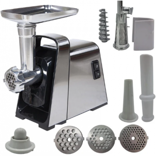 Masina de tocat carne electrica, Inox, 1400W, 100Kg/Ora, Extra Accesorii incluse