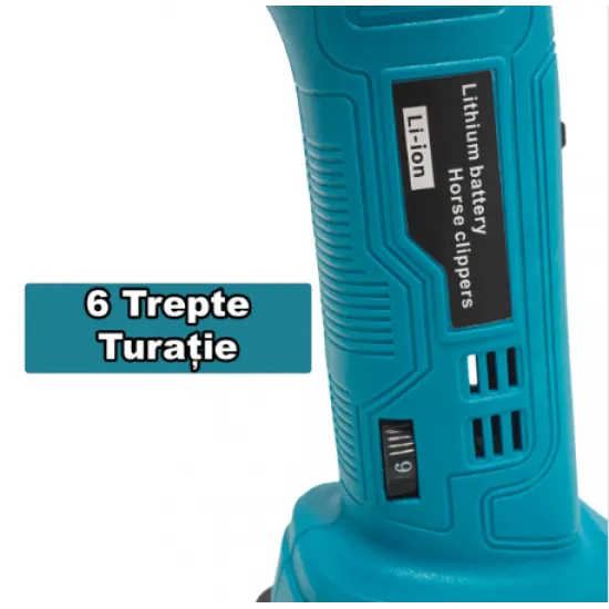 Mașină Profesională de Tuns Cai, Vite și Câini de Talie Mare German Meister 36V MAX, 2 Acumulatori Li-Ion, 6 Trepte de Viteză, Valiză Transport