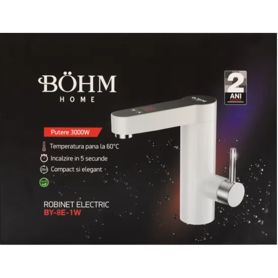 Robinet electric Alb, Compact cu afisaj digital BY-8E-1W BOHM 3000 W 