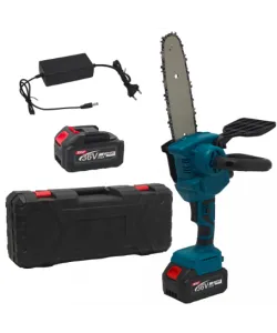 Mini Drujbă cu Acumulator German Meister 36V 6Ah XGT, Lamă 22 cm, Lanț 23+ Dinți, Rezervor Ulei, Pornire Lentă, 2 Acumulatori, Valiză Transport