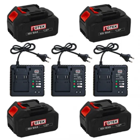 Pachet 4 Acumulatori Rotek Li-Ion 48V MAX 8.0Ah + 3 Încărcătoare Rapide German Meister DC24RA