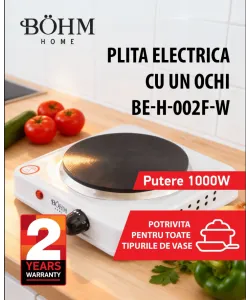 Plita electrica cu un ochi BOHM BE-H-002F-W, 1000 W