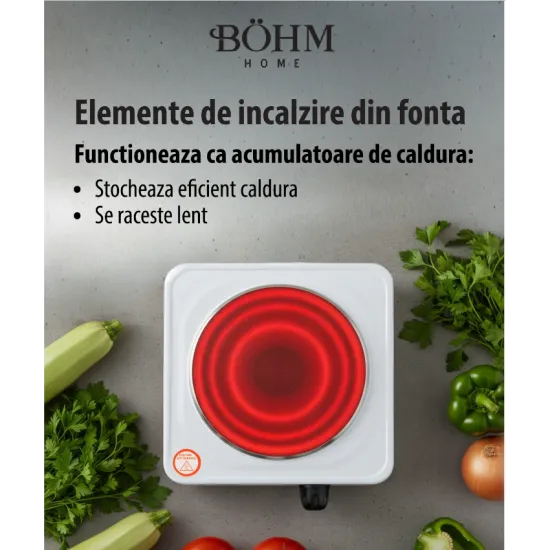 Plita electrica cu un ochi BOHM BE-H-002F-W, 1000 W