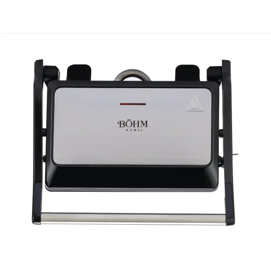 Gratar electric BOHM HOME BEGM100S, 1000 W, placi reversibile grill / plane, deschidere 180°