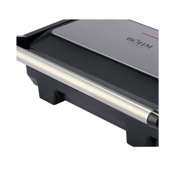 Gratar electric BOHM HOME BEGM100S, 1000 W, placi reversibile grill / plane, deschidere 180°