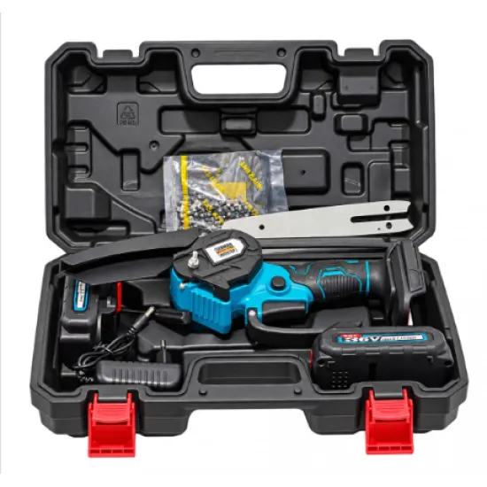 Mini Drujbă cu Acumulator German Meister 36V, Lamă și Lanț 6" (15 cm), Pompiță de Amorsare/Ungere, 2 Acumulatori, Încărcător și Valiză