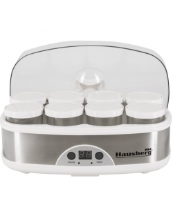 Aparat de preparat Iaurt Hausberg HB-2192 , 8 recipiente din sticla de 200 ml, 50 W