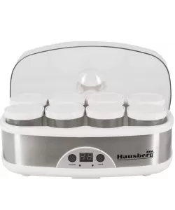 Aparat de preparat Iaurt Hausberg HB-2192 , 8 recipiente din sticla de 200 ml, 50 W