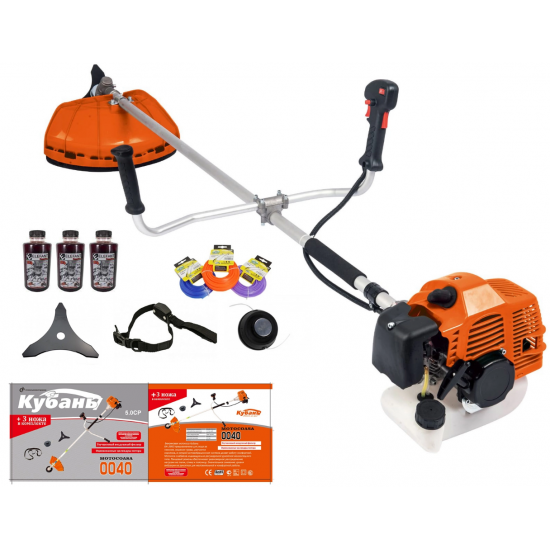 Motocoasa Kubani DDT-0040 , 5 CP, 51,7 CC, 2 timpi, 6000 RPM, 150 cm lungime arbore, 3 accesorii incluse, 3 sticle ulei amestec, 3 fire trimmer