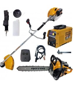 Pachet Motocositoare + Motofierastrau + Aparat de sudura Rotor, 5.8CP, 300Ah, toate accesoriile incluse Pachet Motocositoare + Motofierastrau + Aparat de sudura Rotor, 5.8CP, 300Ah, toate accesoriile incluse