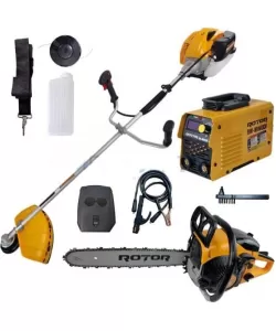 Pachet Motocositoare + Motofierastrau + Aparat de sudura Rotor, 5.8CP, 300Ah, toate accesoriile incluse Pachet Motocositoare + Motofierastrau + Aparat de sudura Rotor, 5.8CP, 300Ah, toate accesoriile incluse
