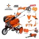 Motosapa RURIS 7500 ACC6 + roti cauciuc 4.00-8+rarita ajustabila+plug+adaptor+dispozitiv cartofi+cultivator multifunctional+accesoriu tractat+roti metalice 400 fara manicot+remorca RURIS 550S+set contragreutati 10kg 7CP