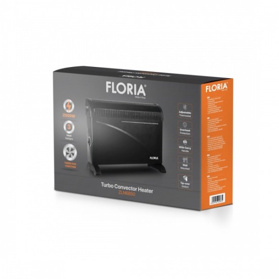 Convector electric TURBO FLORIA ZLN6850, putere 2000W, 3 trepte de putere, termostat reglabil