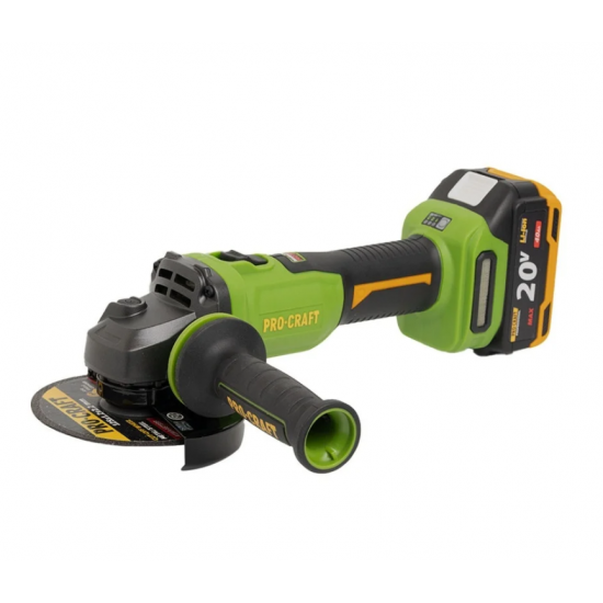Flex polizor unghiular pe acumulator PROCRAFT PWA220, 1 × acumulator 20V / 4Ah, Brushless, 10000 rot/min