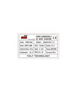 Pompa submersibila de mare adancime ALFA ITALY 100mm 1500W 8 m³/h 7 turbine 30m cablu(surub inox) 