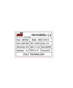 Pompa apa submersibila QGD tip TUN cu melc ,ALFA, 12M cablu FARA plutitor 1.5KW  Pompa apa submersibila QGD tip TUN cu melc ,ALFA, 12M cablu FARA plutitor 1.5KW