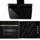 Pachet Incorporabil Cuptor electric Hausberg HB-8054, Clasa A, 71L, 2225W, Negru, Plita Incorporabila HB-563NG, 4 arzatoare, Gaz, Sticla, Negru, Hota Incorporabila decorativa HB-1385, Putere de absorbtie 650 mc/h, 60 cm, Touch control