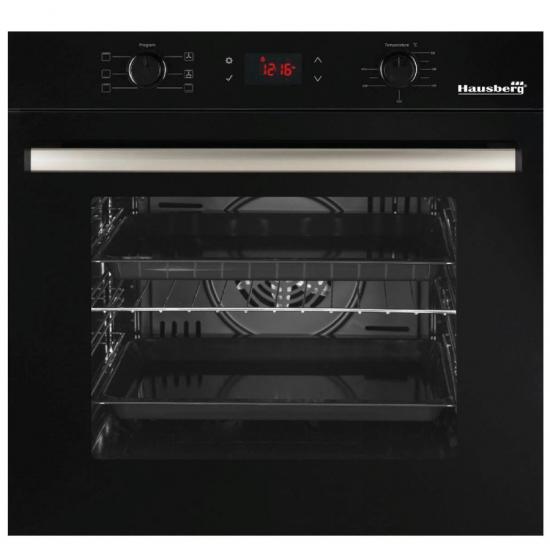 Pachet Incorporabil Cuptor electric Hausberg HB-8054, Clasa A, 71L, 2225W, Negru, Plita Incorporabila HB-563NG, 4 arzatoare, Gaz, Sticla, Negru, Hota Incorporabila decorativa HB-1385, Putere de absorbtie 650 mc/h, 60 cm, Touch control