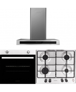 Pachet Cuptor Incorporabil Hausberg HB-8051IN, Electric, 76 l, 4 Functii, Clasa A + Plita Incorporabila Hausberg HB-555, 4 arzatoare, Gaz, Inox + Hota incorporabila decorativa Hausberg HB-1380, 450 m3/h, 1 motor, Touch control, LED, Filtru aluminiu