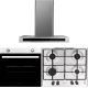 Pachet Cuptor Incorporabil Hausberg HB-8051IN, Electric, 76 l, 4 Functii, Clasa A + Plita Incorporabila Hausberg HB-555, 4 arzatoare, Gaz, Inox + Hota incorporabila decorativa Hausberg HB-1380, 450 m3/h, 1 motor, Touch control, LED, Filtru aluminiu