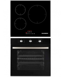 Pachet incorporabil Cuptor Hausberg HB-8053NG, Electric, Putere 2225 W, 71 l, 6 Functii, Ventilatie, Timer, Clasa A, Plita incorporabila Hausberg HB1530, Electrica, Inductie, 3 zone de gatit, PowerBoost, 60 cm, Negru