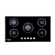 Plita incorporabila HAUSBERG HB-569NG, 4 arzatoare standard + 1 arzator WOK, gaz, suport din fonta, aprindere electrica, Negru