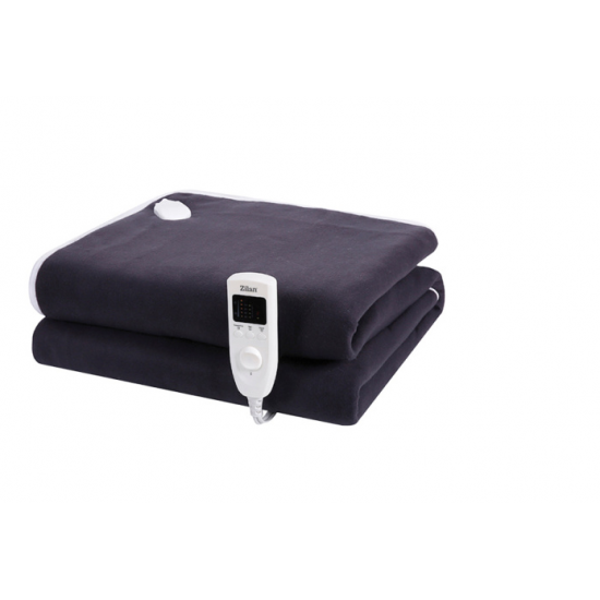 Patura ZLN-4113, Bleumarin cu incalzire electrica Soft Polar Fleece, Negru 150X80 cm, 60 W, Temporizator 1-10 ore, ZILAN