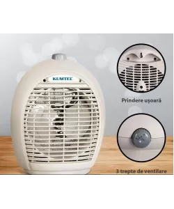 Aeroterma , 2000 W, 3 trepte de temperatura , sistem de oprire de siguranta, Culoare MIX, KUMTEL A6331