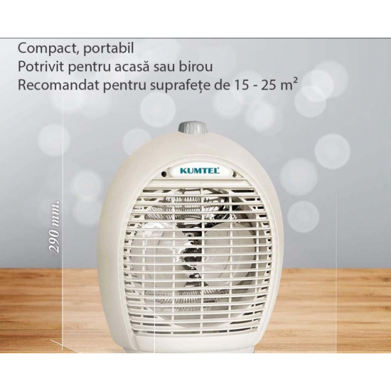 Aeroterma , 2000 W, 3 trepte de temperatura , sistem de oprire de siguranta, Culoare MIX, KUMTEL A6331